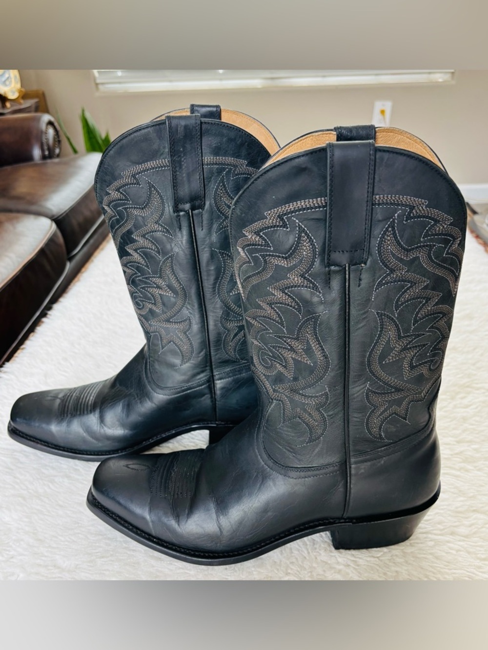 Moonshine Spirit Classic Black Leather EmbroideredWestern Cowboy Boots size 11 D